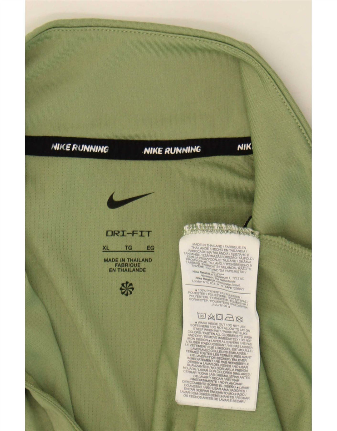 Top feminino Nike de corrida com zíper e manga comprida UK 18 XL verde poliéster