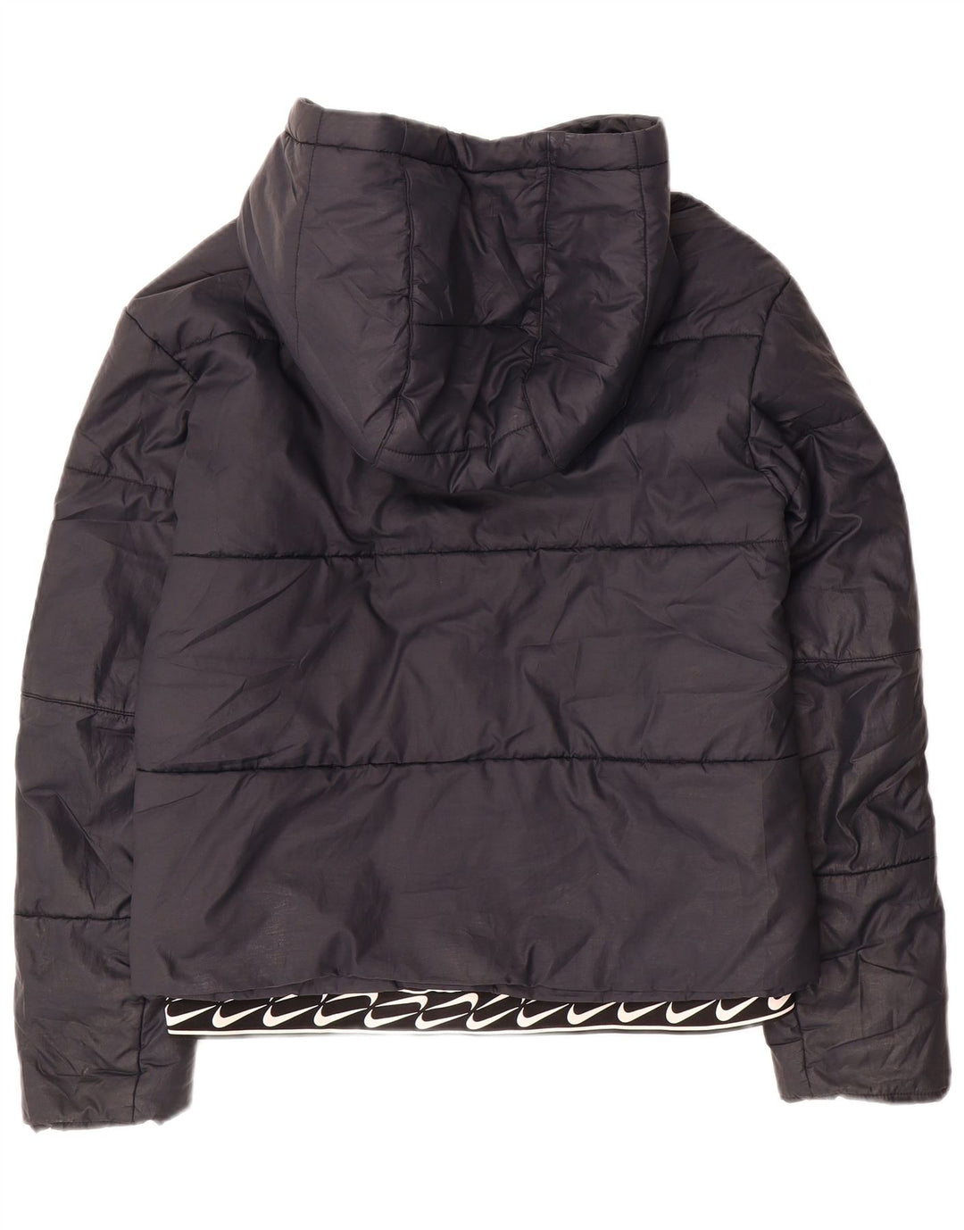 Jaqueta acolchoada com capuz feminina Nike UK 10 pequena poliéster preta