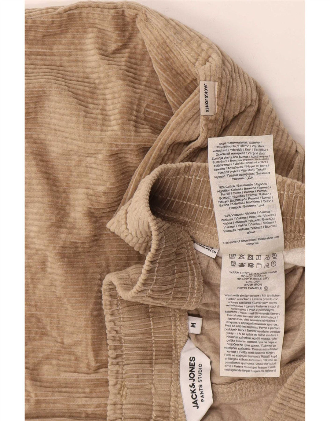 Shorts masculino de veludo Jack & Jones médio W36 algodão bege