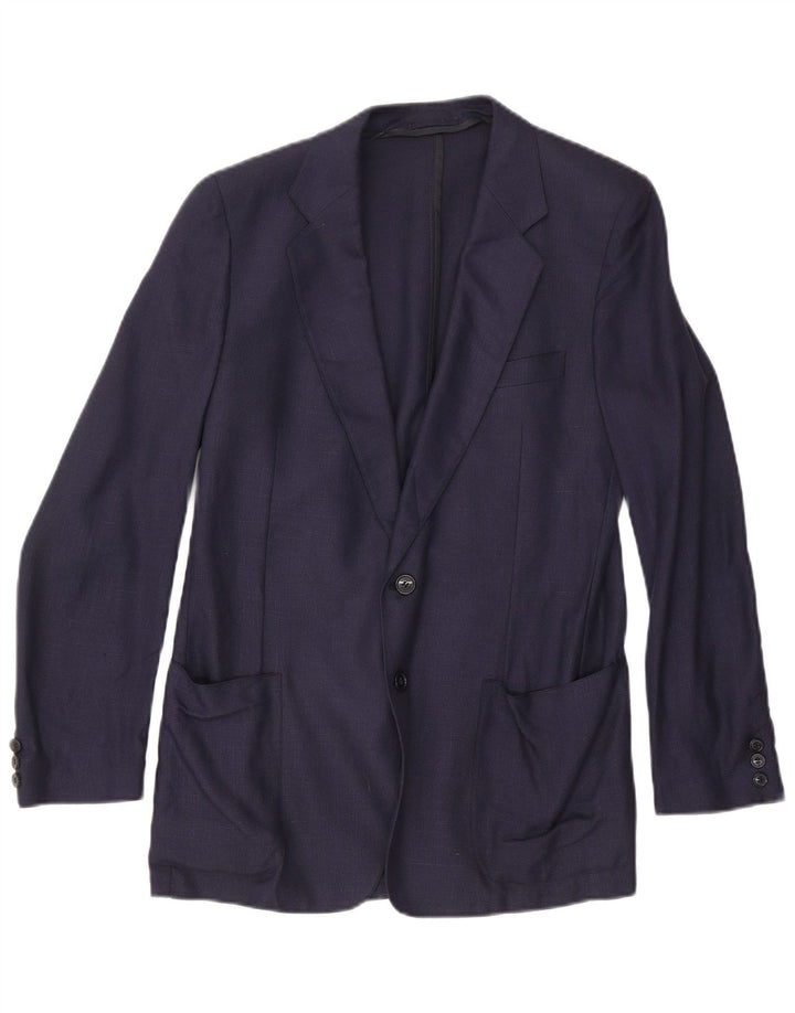 Jaqueta blazer masculina vintage com 2 botões Reino Unido 36 pequena azul marinho