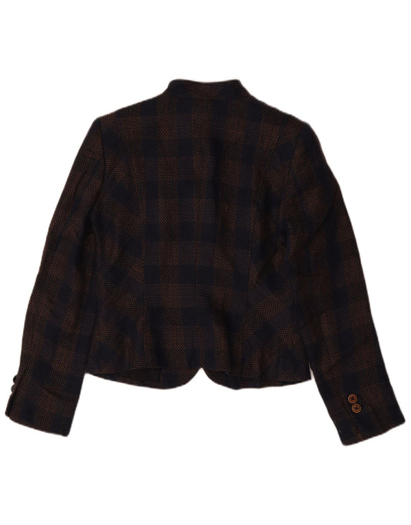 Jaqueta blazer feminina Brooks Brothers EUA 4 pequena xadrez azul marinho