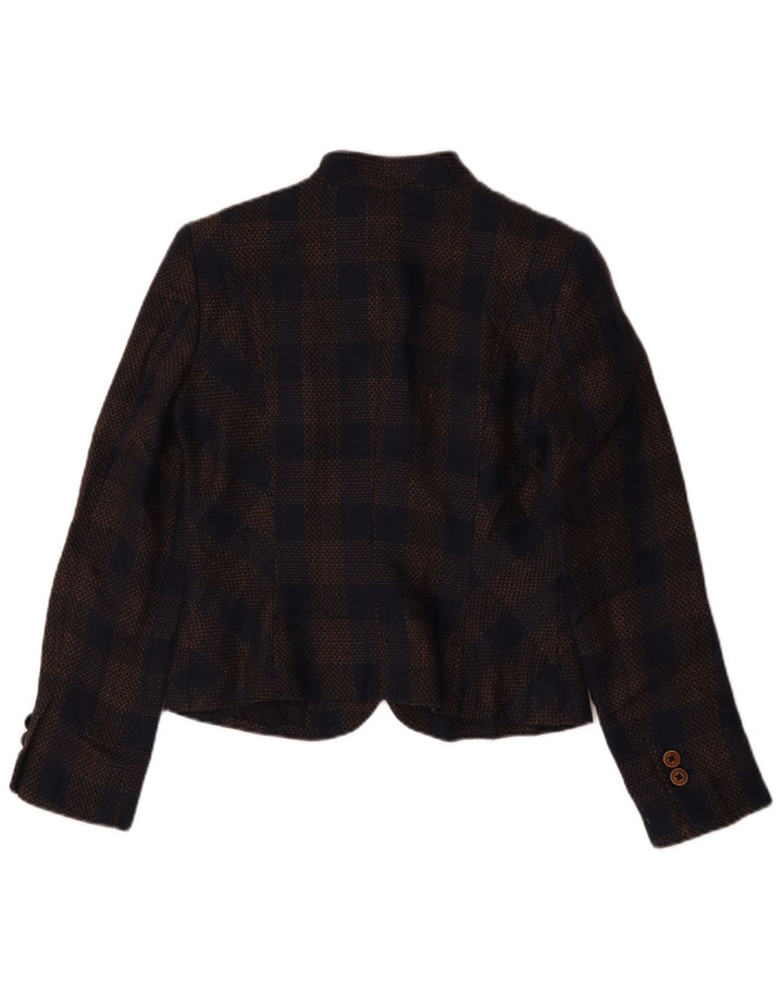 Jaqueta blazer feminina Brooks Brothers EUA 4 pequena xadrez azul marinho