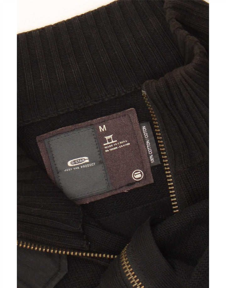 Suéter cardigã masculino com zíper completo G-Star algodão preto médio