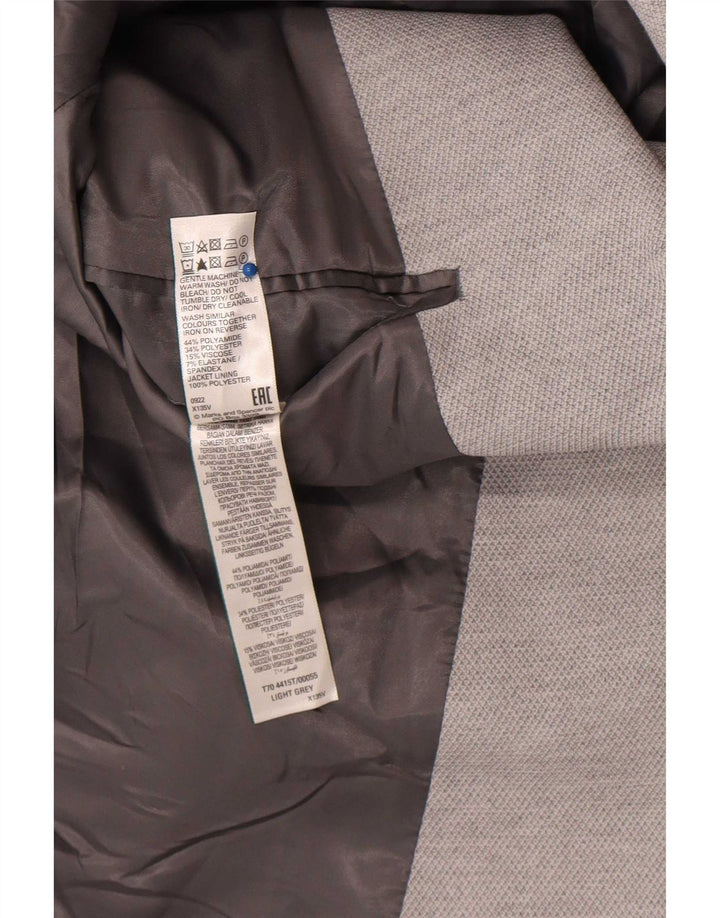 Jaqueta blazer masculina de 2 botões Marks & Spencer Reino Unido 48 2XL cinza poliamida