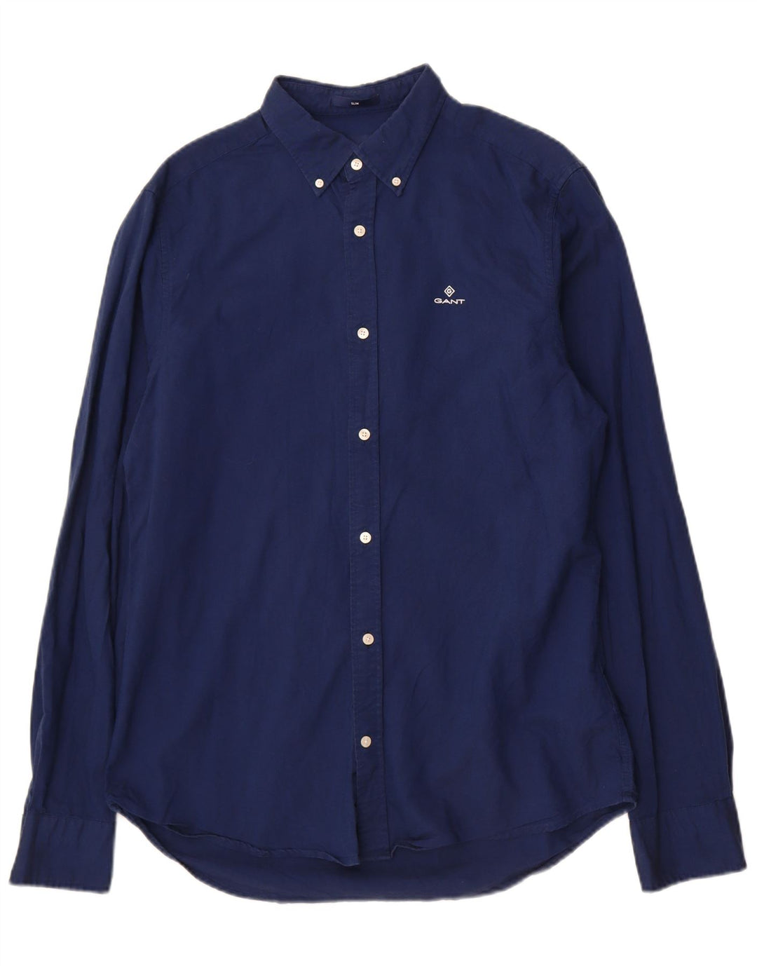 Gant camisa masculina slim tamanho 41/42 16 1/2 grande algodão azul marinho