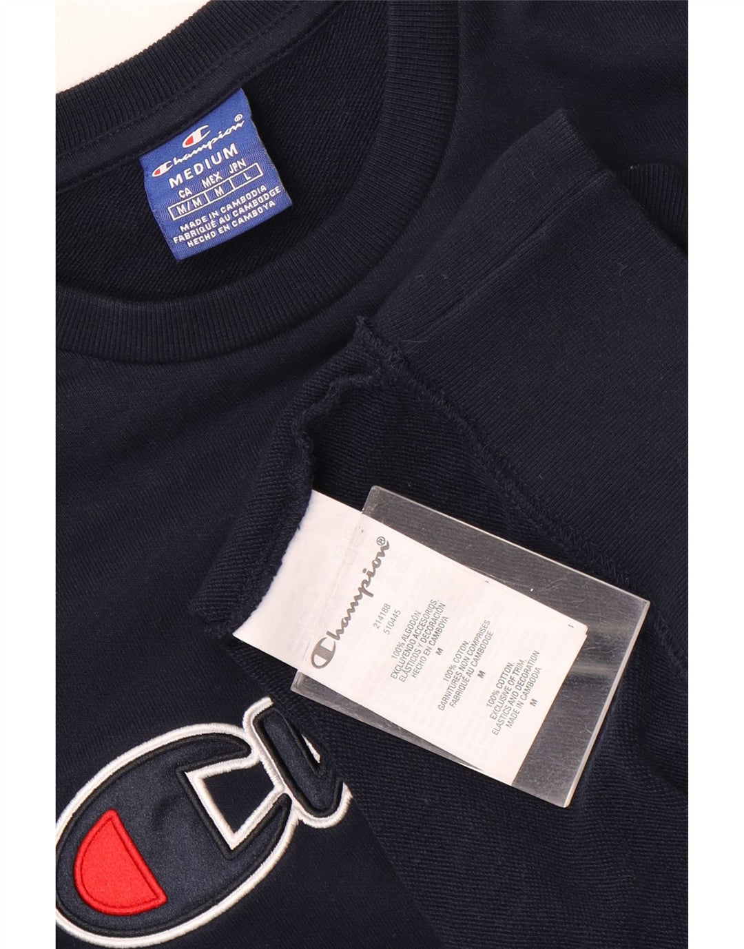 Champion masculino gráfico moletom jumper médio azul marinho algodão