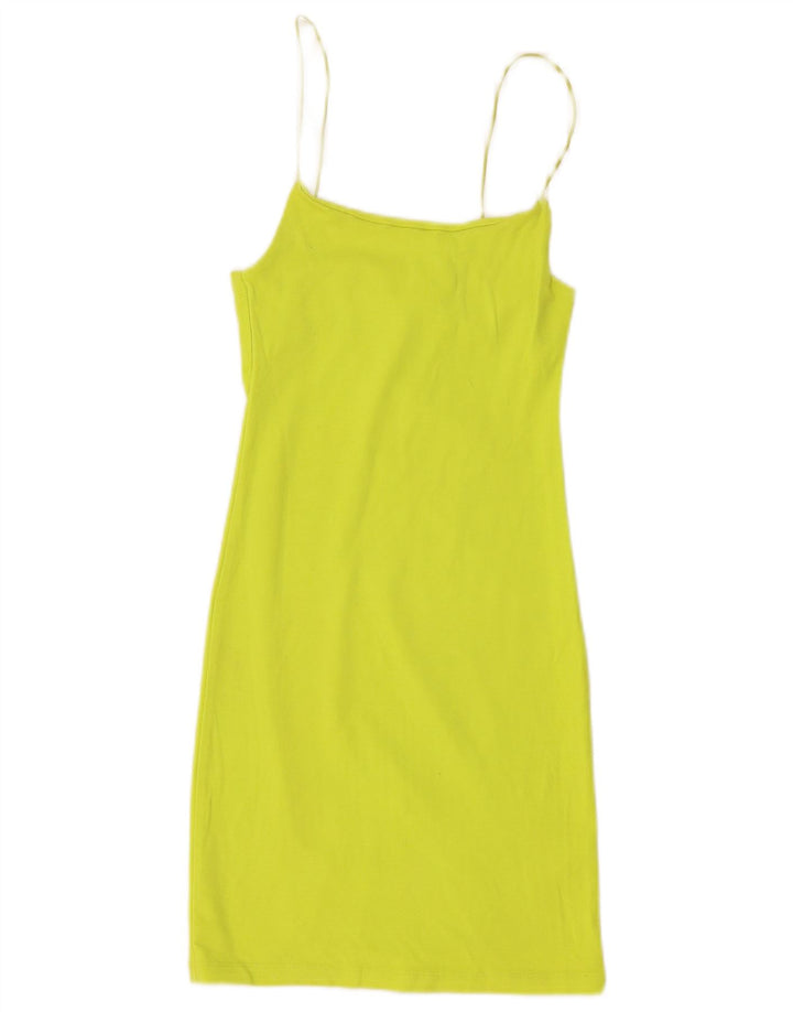 Vestido de verão feminino Zara UK 12 algodão verde médio