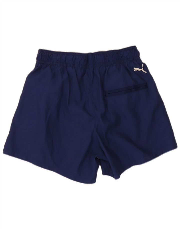Shorts esportivos masculinos Puma Graphic pequenos poliéster azul marinho