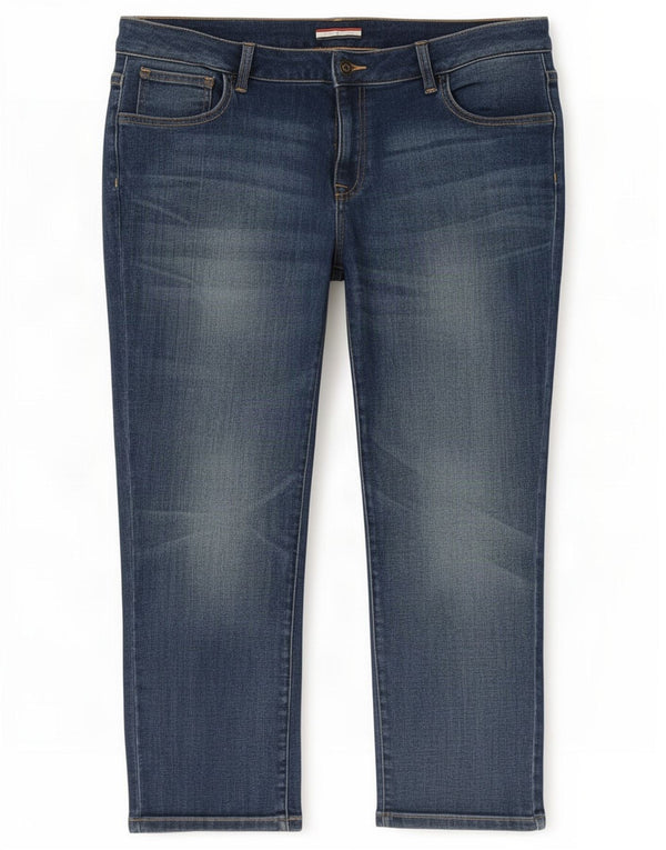 Jeans cropped feminino Tommy Hilfiger EUA 12 grande W34 L25 algodão azul