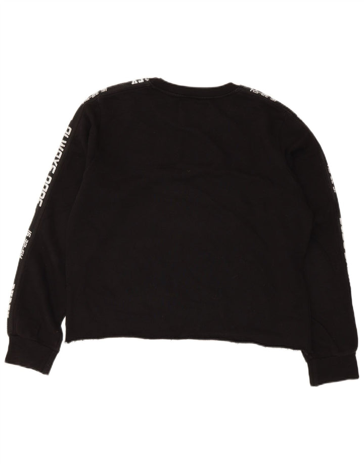 Suéter feminino PYREX com estampa gráfica cortada Reino Unido 16 grande algodão preto