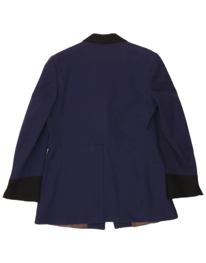 Jaqueta blazer masculina vintage Reino Unido 38 bloco colorido azul marinho médio