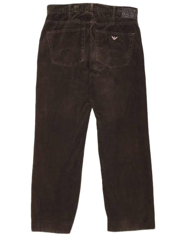 Calça masculina de veludo cotelê Armani W34 L30 algodão cáqui