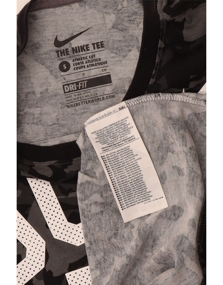 Camiseta masculina NIKE com corte atlético e algodão camuflado preto pequeno
