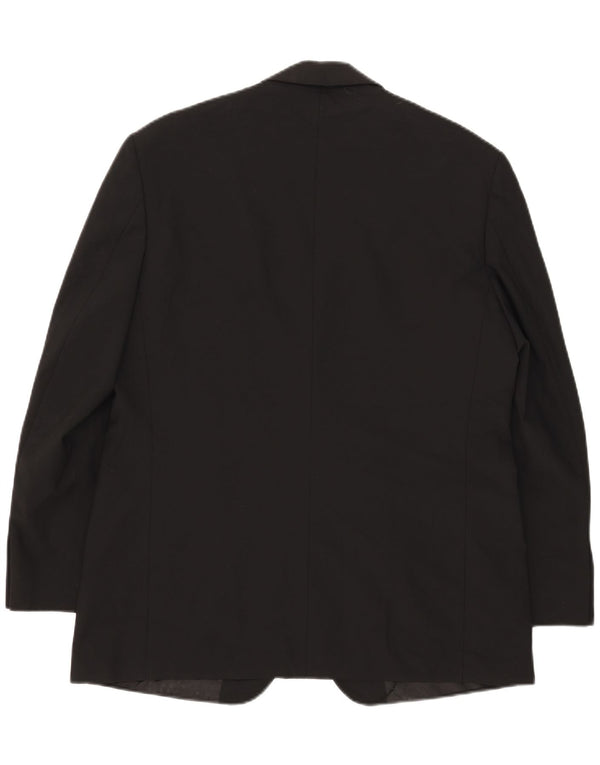 Jaqueta blazer masculina de 2 botões Marks & Spencer Reino Unido 42 grande poliéster preto