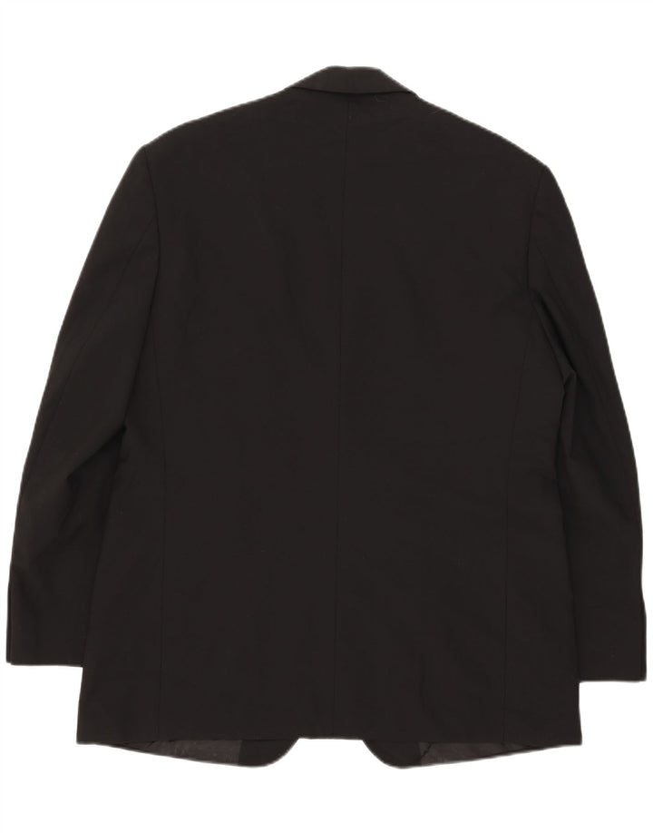 Jaqueta blazer masculina de 2 botões Marks & Spencer Reino Unido 42 grande poliéster preto