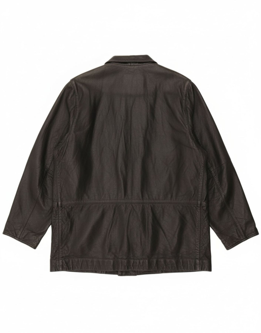 Jaqueta de couro feminina vintage solta EU 46 XL couro preto