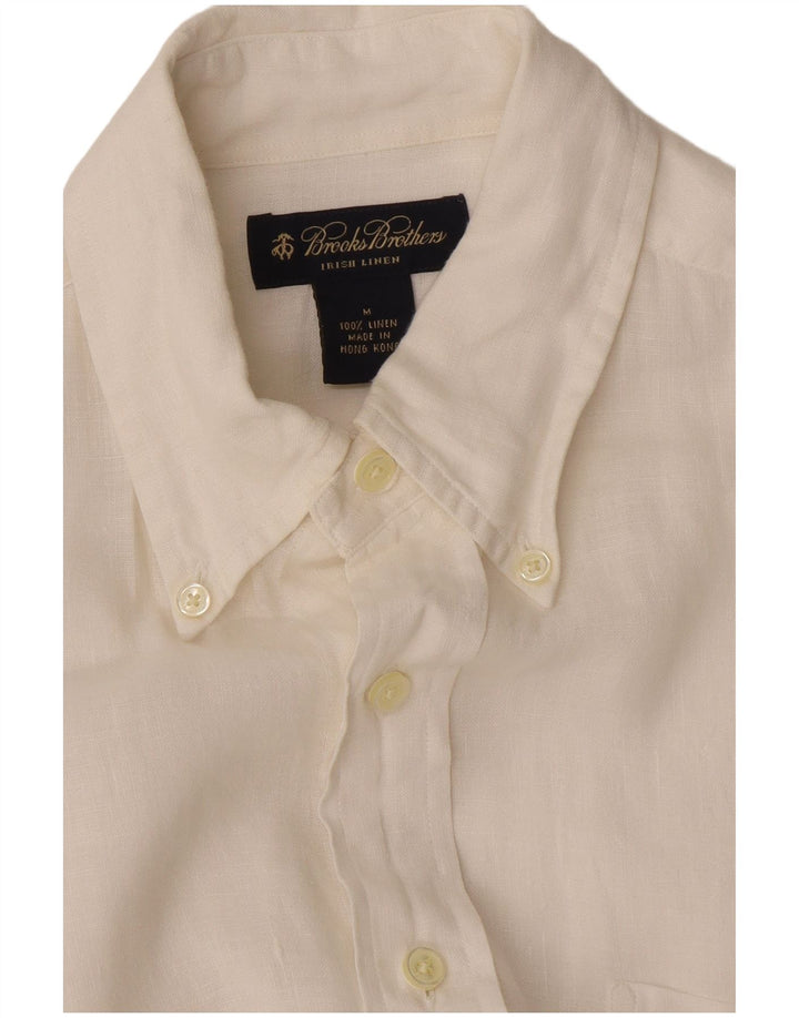 Camisa masculina Brooks Brothers linho branco médio