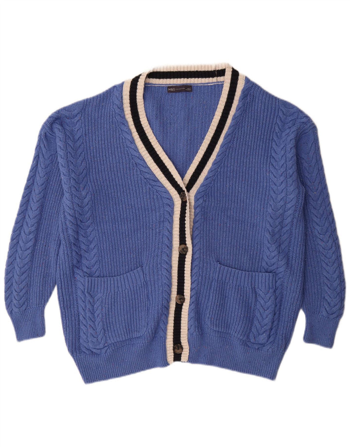 Suéter cardigã feminino grande Marks & Spencer Reino Unido 16 grande algodão azul