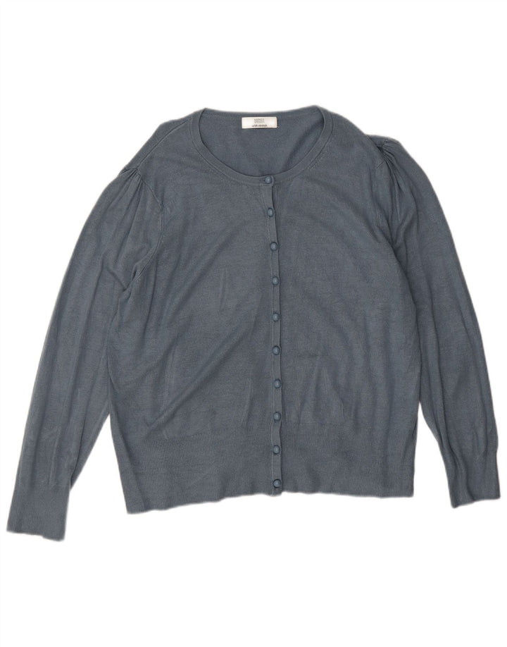 Suéter cardigã feminino Marks & Spencer Reino Unido 14 grande viscose azul