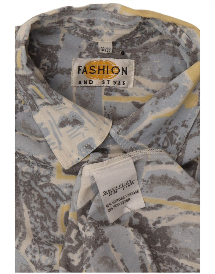 Camisa masculina vintage com padrão abstrato tamanho 14 1/5 37/38 médio multicolorido