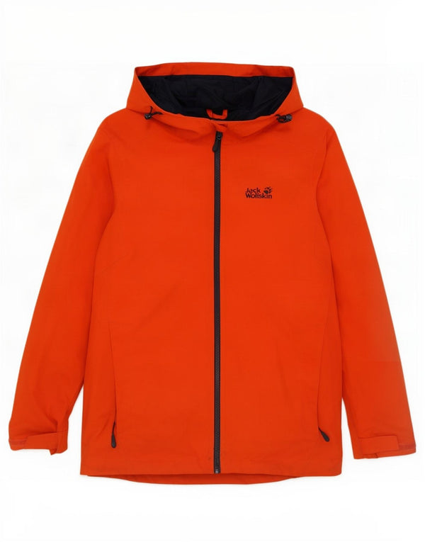 Jaqueta de chuva masculina Jack Wolfskin com capuz Reino Unido 40/42 grande laranja esportiva