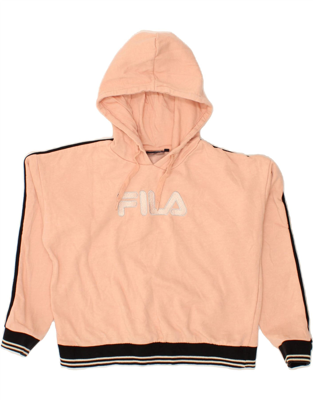 FILA Womens Graphic Hoodie Jumper UK 14 Medium Pink Cotton Vintage Fila and Second-Hand Fila from Messina Hembry 
