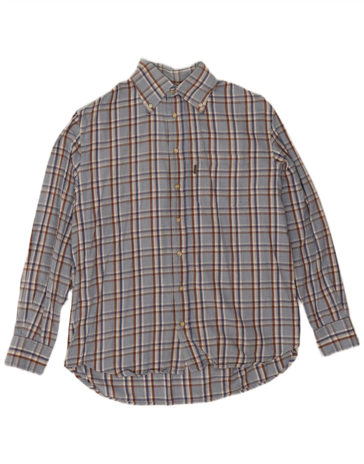 Camisa masculina Belfe tamanho 39 algodão xadrez azul médio