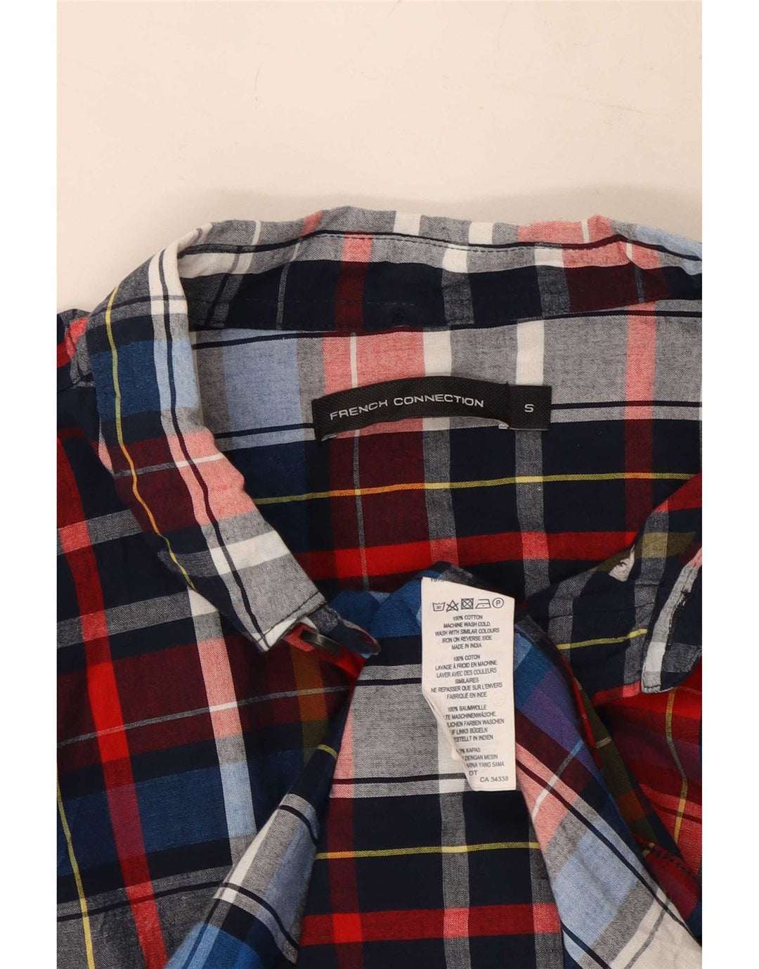 Camisa masculina de conexão francesa pequena algodão xadrez multicolorido