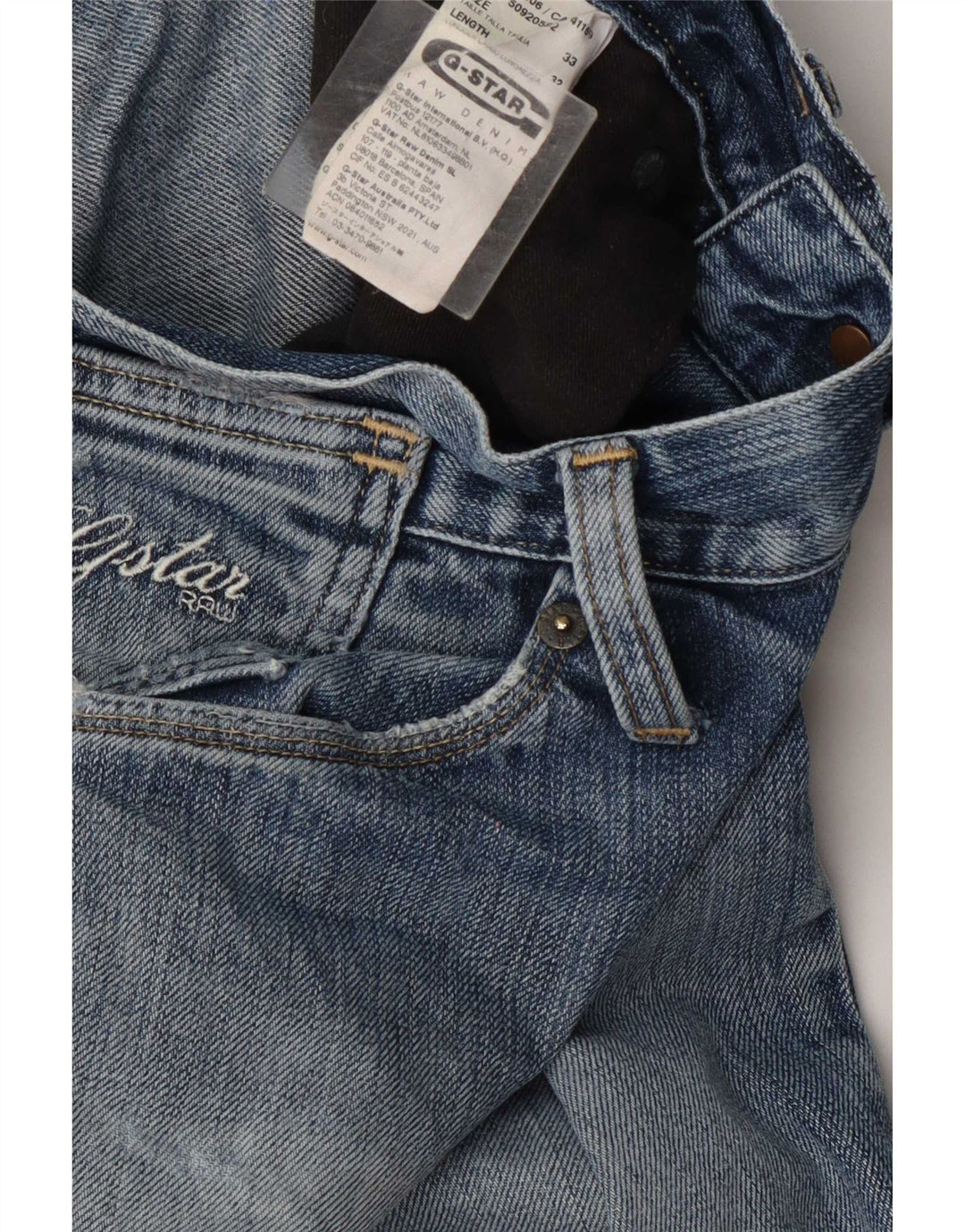 Jeans retos masculinos G-Star W33 L32 algodão azul