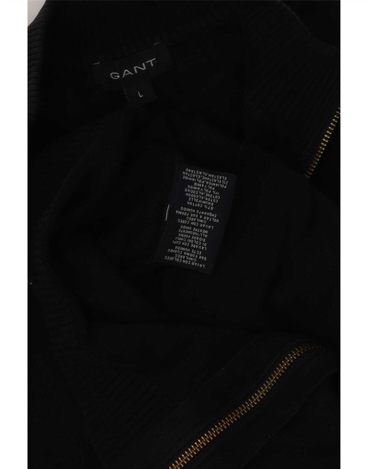 Suéter cardigã masculino Gant grande algodão preto