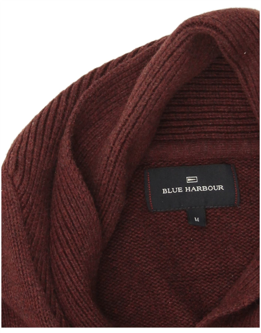 Suéter masculino Marks & Spencer Blue Harbor com gola xale médio Borgonha