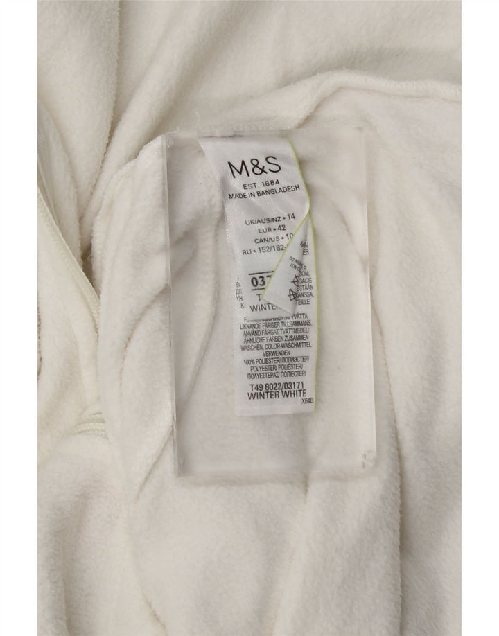 Jaqueta de lã feminina Marks & Spencer Reino Unido 14 grande poliéster branco