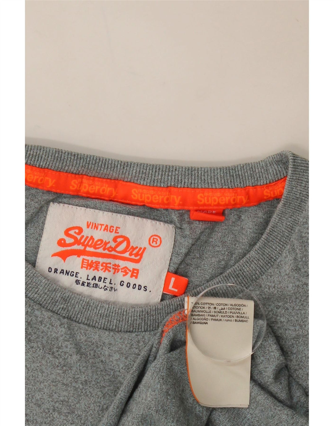 Camiseta masculina SUPERDRY grande algodão cinza