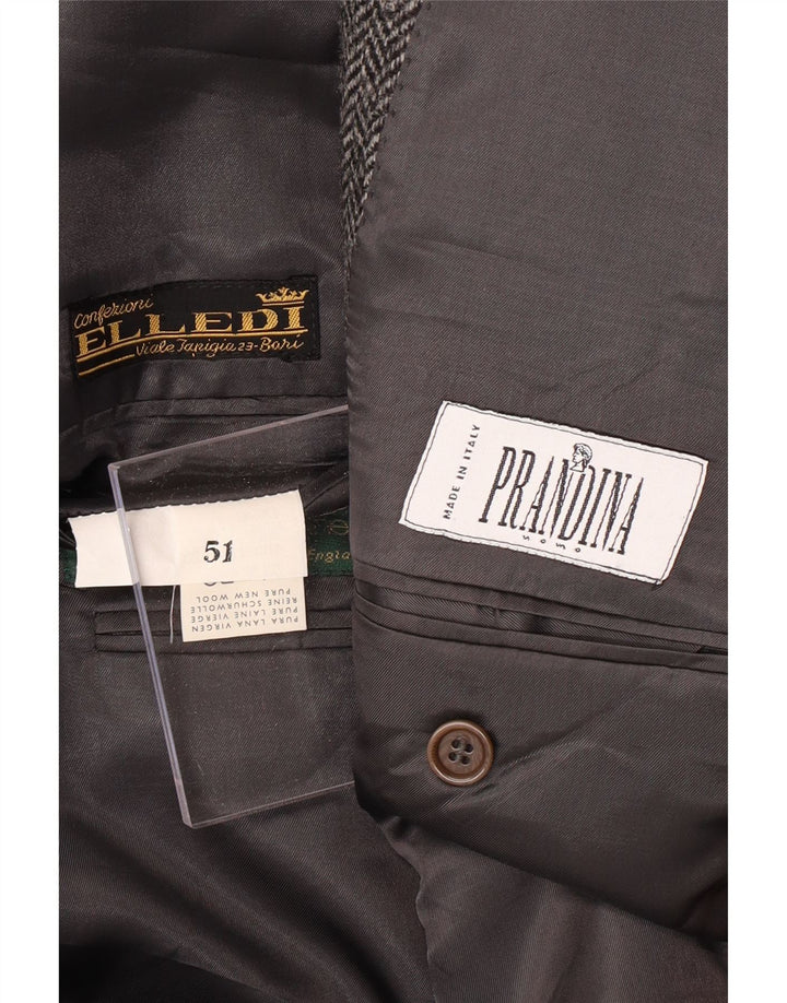 Jaqueta blazer masculina PRANDINA com 3 botões IT 51 grande espinha de peixe cinza