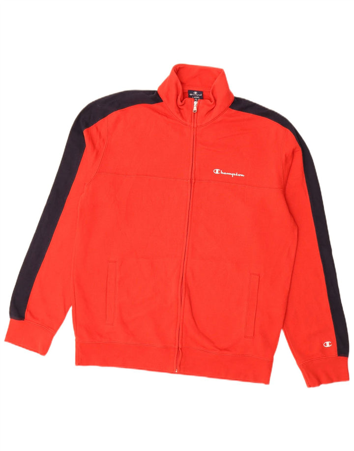 Jaqueta masculina de agasalho Champion grande poliéster colorblock vermelho
