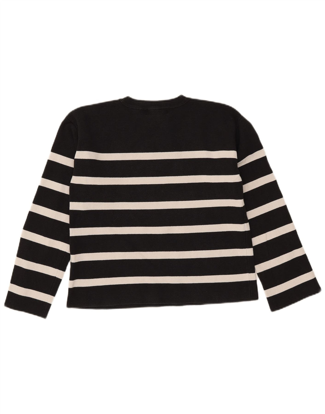Suéter feminino Marks & Spencer com gola redonda e listrado preto médio UK 12