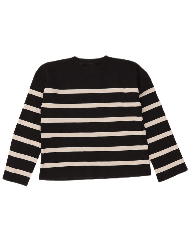 Suéter feminino Marks & Spencer com gola redonda e listrado preto médio UK 12