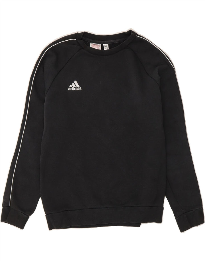 ADIDAS Boys Sweatshirt Jumper 11-12 Years Black Cotton Vintage Adidas and Second-Hand Adidas from Messina Hembry 