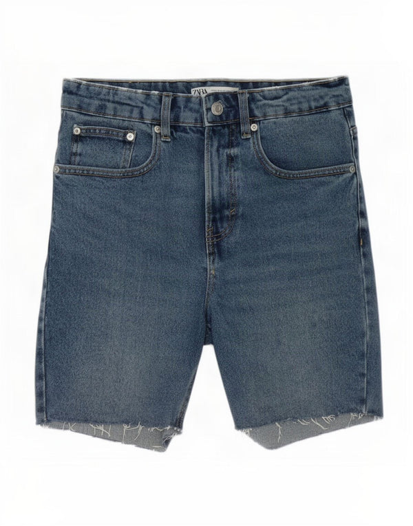 Zara Mens Denim Shorts EU 38 Pequeno W30 Azul