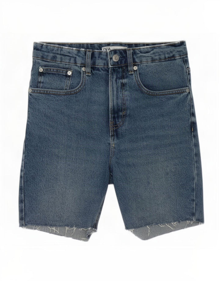 Zara Mens Denim Shorts EU 38 Pequeno W30 Azul