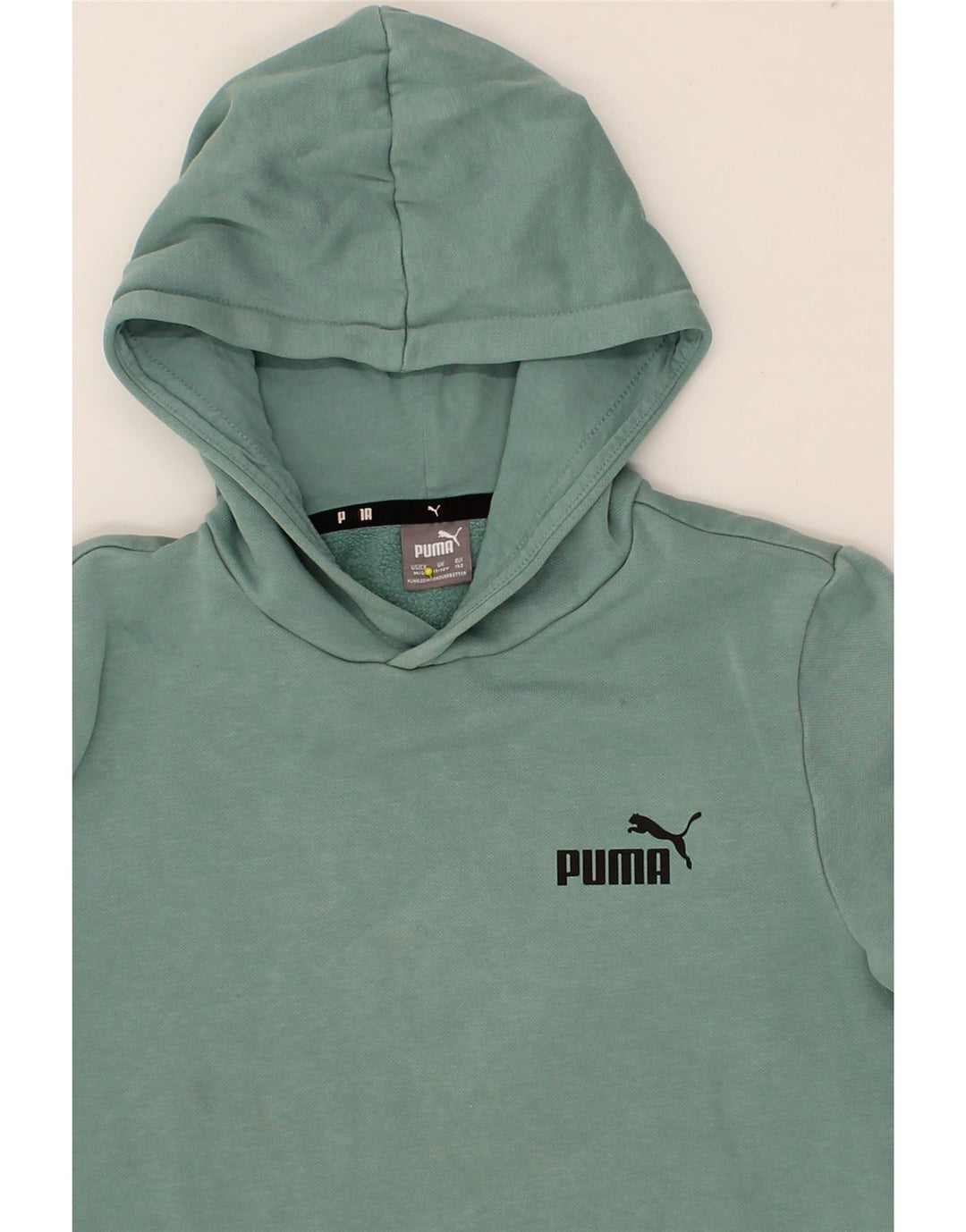PUMA Boys Graphic Hoodie Jumper 11-12 Years Green Cotton Vintage Puma and Second-Hand Puma from Messina Hembry 