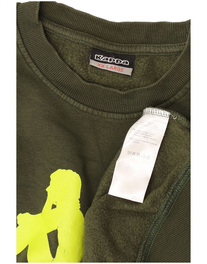 Kappa moletom gráfico masculino jumper 2XL algodão cáqui