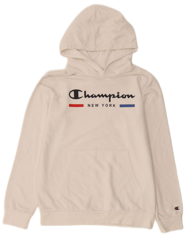 Jumper com capuz gráfico Champion Boys 13-14 anos XL algodão branco