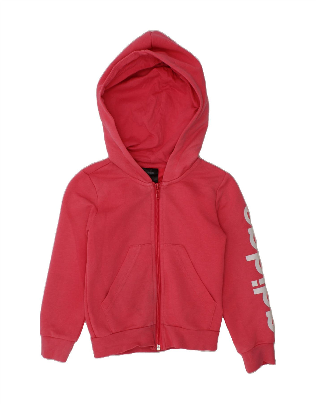 ADIDAS Girls Graphic Zip Hoodie Sweater 5-6 Years Pink Cotton Vintage Adidas and Second-Hand Adidas from Messina Hembry 