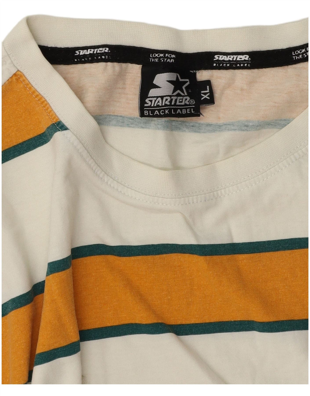 Camiseta masculina Starter Top XL algodão listrado branco