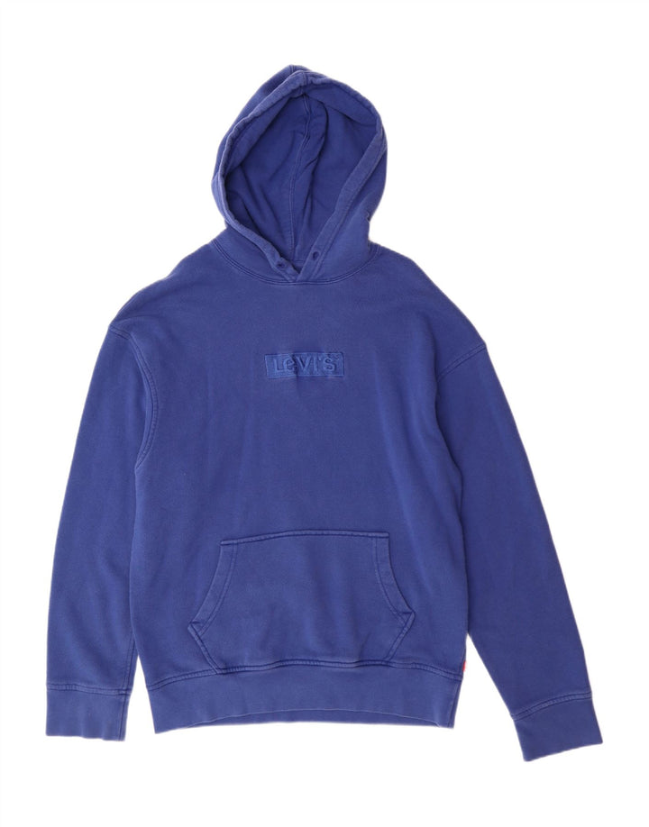 Suéter com capuz gráfico masculino Levi's médio azul algodão
