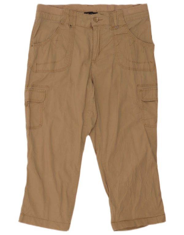 Calça cargo capri feminina Lee US 14 grande W32 L22 algodão bege