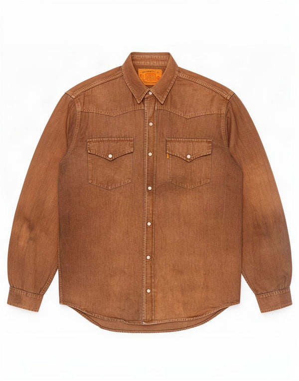Camisa jeans masculina Levi's de algodão marrom médio