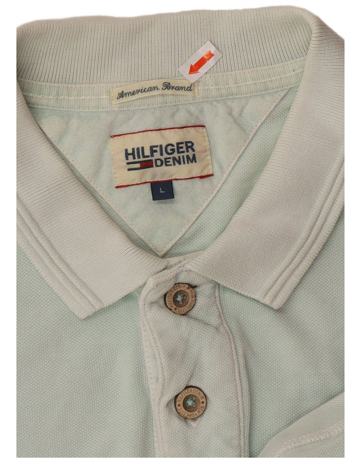 Camisa polo masculina TOMMY HILFIGER grande algodão azul
