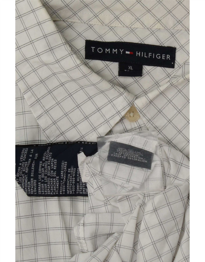 Camisa masculina Tommy Hilfiger XL branca xadrez algodão